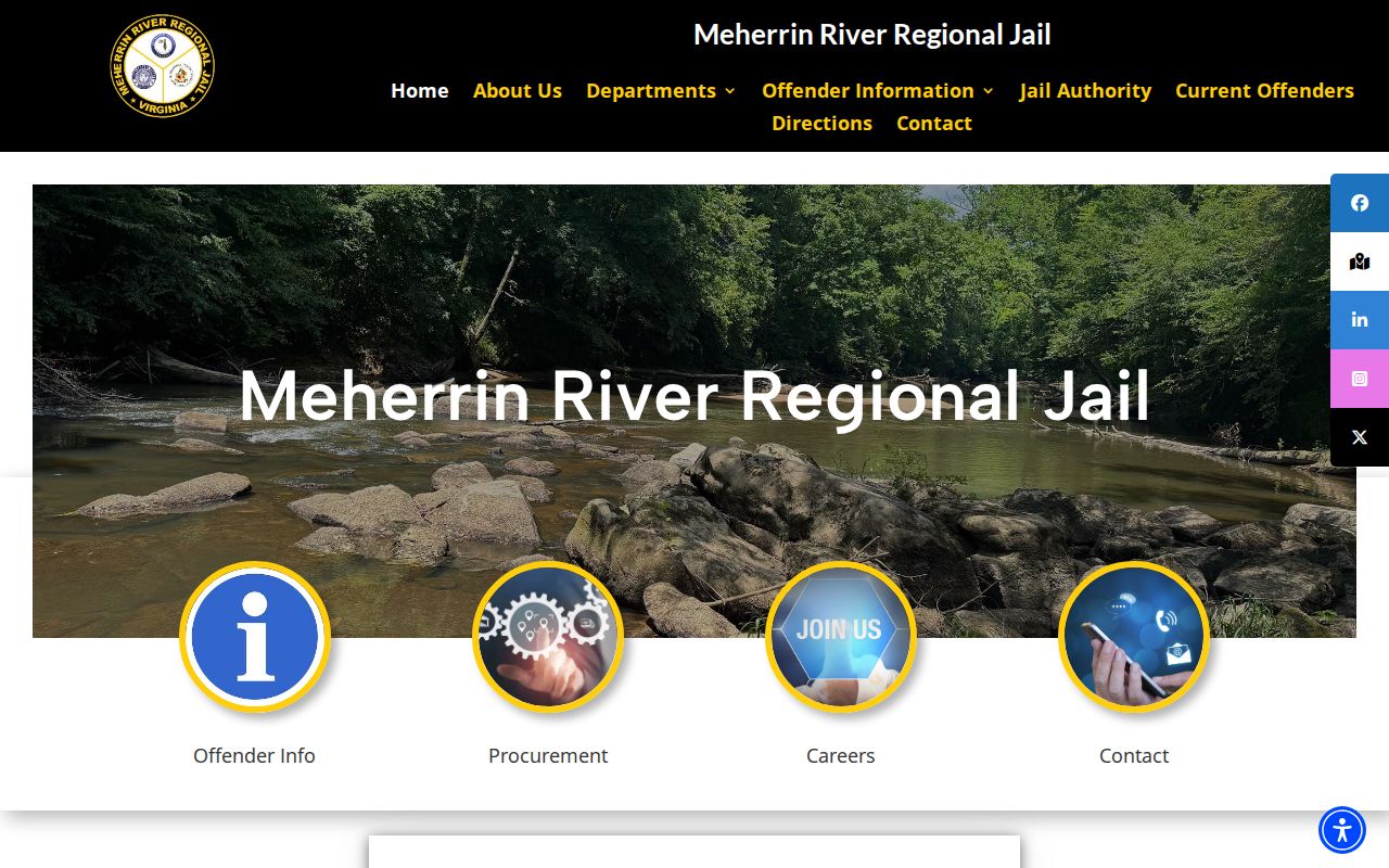 Meherrin River Regional Jail Main current offender and release verification links