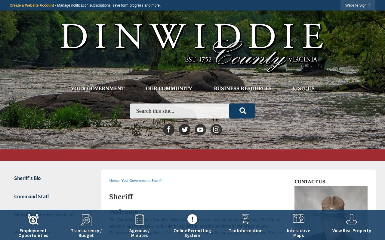 Dinwiddie County Lockup Sheriff contact for release records