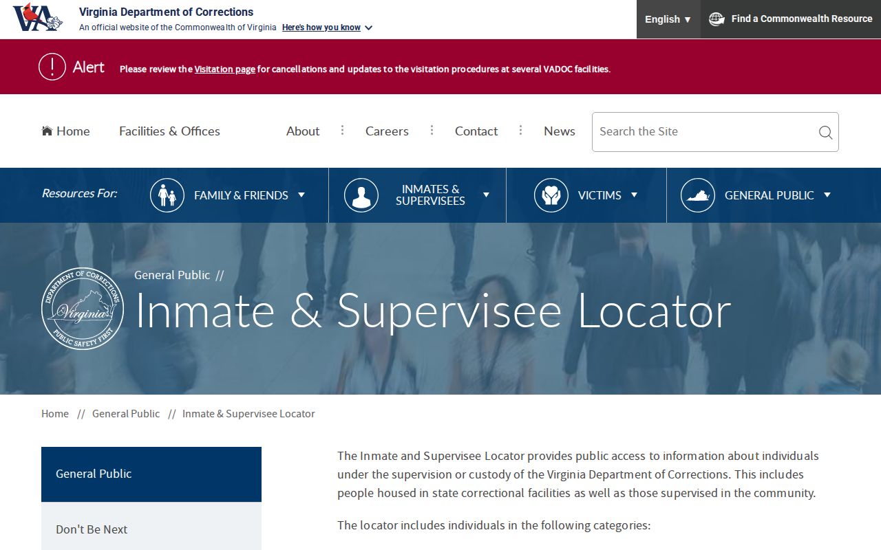 Dinwiddie County projected release date search in the VADOC locator